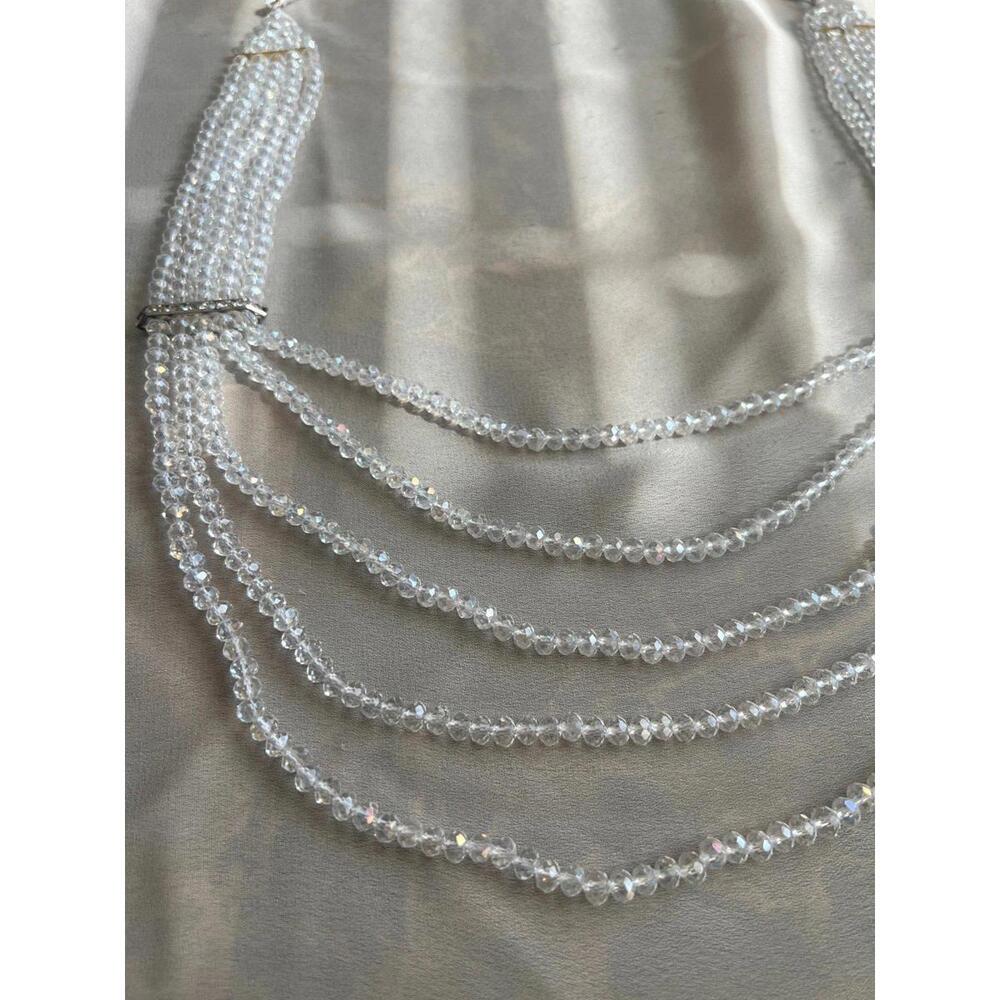 White Gorgeous Beaded Southasian Style Layered Necklace Jewelry Adjustable NEW - Picture 3 of 5